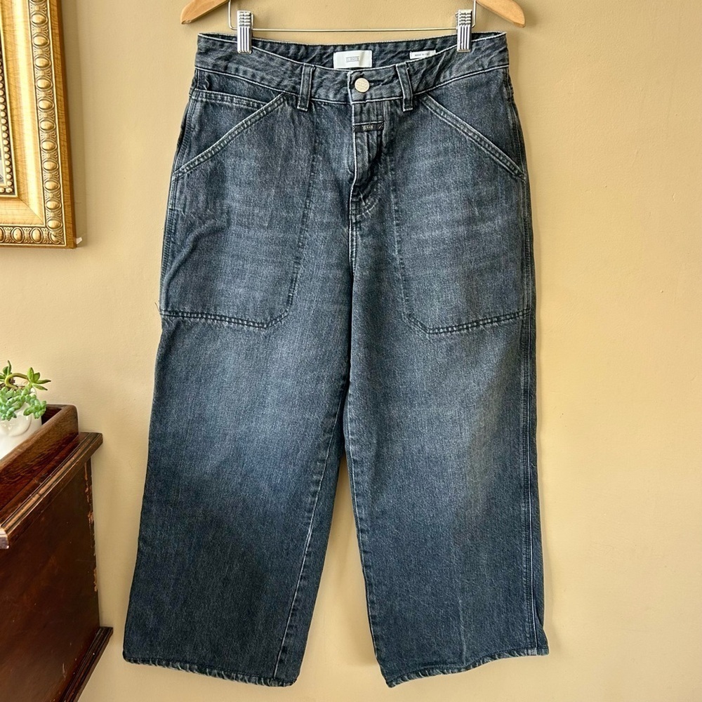 Closed Leyton Ultra High-Rise Cropped Wide-Leg Carpenter Jeans Gray Grey Sz 28 - Picture 4 of 16